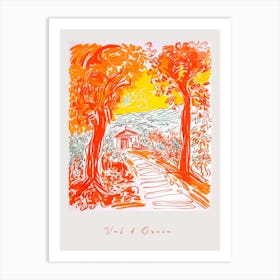 Val D'Orcia 2 Italy Orange Drawing Poster Art Print