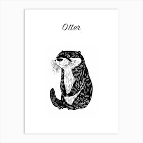 B&W Otter 2 Poster Art Print