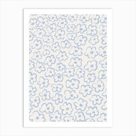 Daisies Pattern 2 Blue Art Print