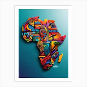 Africa Map Canvas Art Art Print