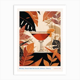 Manhattan Art Deco Inspired Cocktail 1 Poster Art Print