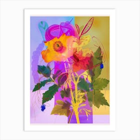 Buttercup 3 Neon Flower Collage Art Print