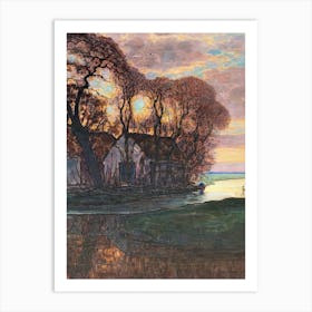 Farm Near Duivendrecht Background, Oil Painting, Piet Mondrian Art Print