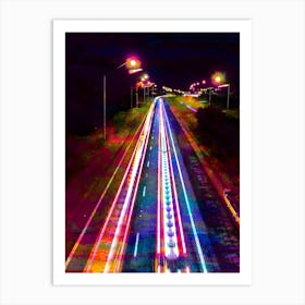 Highway At Night Art Print