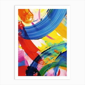 Rainbow Paint Brush Strokes Organic 3 Art Print