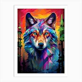 Wolf Geometric Abstract 3 Art Print
