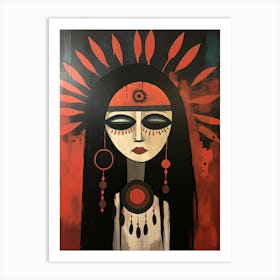 Bohemian Totem Spirit, Boho Art Style Art Print