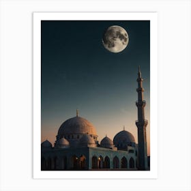 Moon Over Mosque Art Print