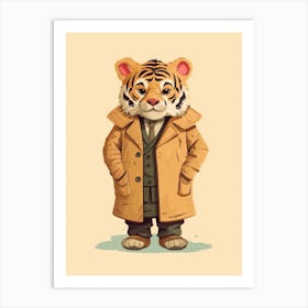 Tiger Illustrations Wearing A Trench Coat 1 Art Print