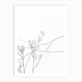 Line Drawing Of A Flower 3 Art Print