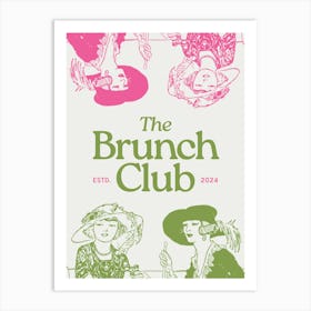 The Brunch Club Beige, Green & Pink Art Print