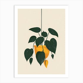 Pothos Plant Minimalist Illustration 3 Art Print