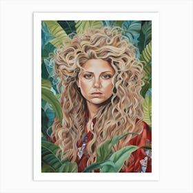 Floral Handpainted Portrait Of Shakira Art Print