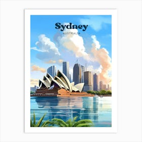 Sydney Australia Summer Travel Art Illustration Art Print