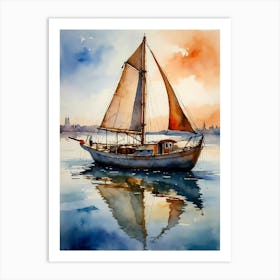 Sailboat Watercolor Painting Art Print