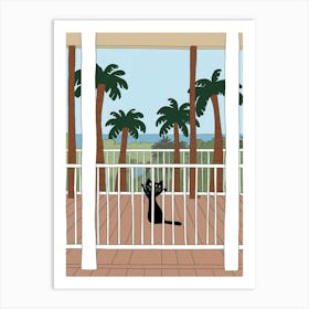 Cat On The Porch Art Print