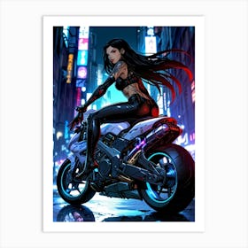 Girl On A Motorcycle 3 Art Print