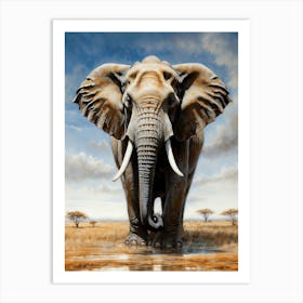 Elephant Chalk Style Art Print