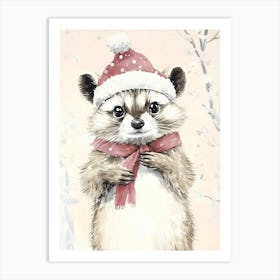 Christmas Raccoon 1 Art Print