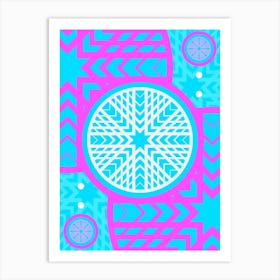 Geometric Glyph in White and Bubblegum Pink and Candy Blue n.0099 Art Print