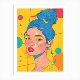 Colorful Girl With Blue Hair Art Print