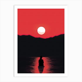 Yoga, Sunset and woman Art Print