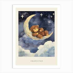Baby Orangutan 1 Sleeping In The Clouds Nursery Poster Art Print