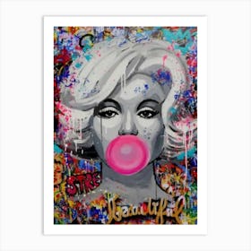 Pop Art Marilyn Monroe with Bubblegum Canvas Art Art Print