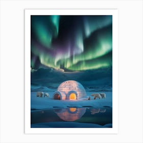 Aurora Borealis Over Igloo Art Print