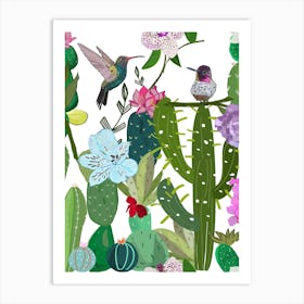 Cactus Succulents Bird Art Print