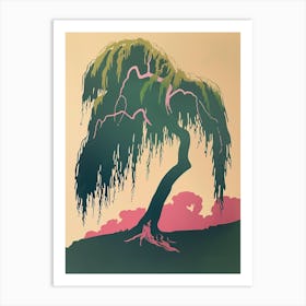 Willow Tree Colourful Illustration 1 Art Print