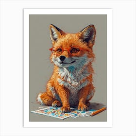 Fox With Glasses Art Print