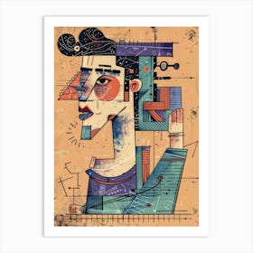 Abstract Portrait Of A Man 3 Art Print