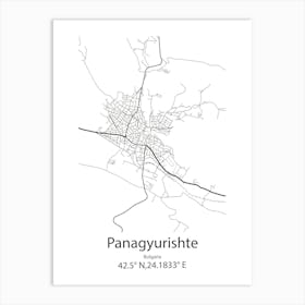 Panagyurishte,Bulgaria Minimalist Map Art Print