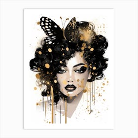 Gold And Black Butterfly Art Print