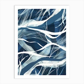 Abstract Blue And White Pattern 1 Art Print