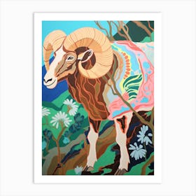 Maximalist Animal Painting Ram 2 Art Print