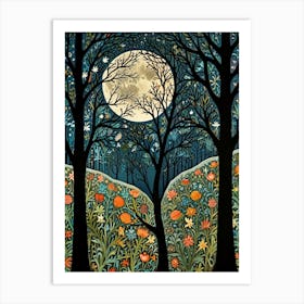 William Morris Moonlight In The Forest 4 Art Print