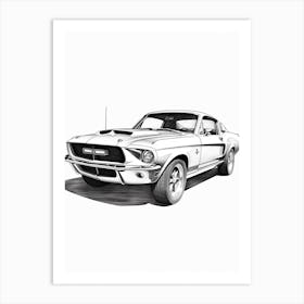 Ford Mustang Line Drawing 13 Art Print