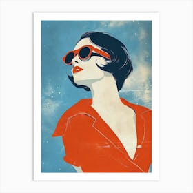 Woman In Sunglasses, Minimalism Art Print