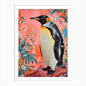 Floral Animal Painting Emperor Penguin 1 Art Print