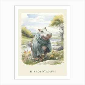 Beatrix Potter Inspired  Animal Watercolour Hippopotamus 2 Art Print