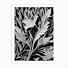 Bladderwrack Leaf Linocut 2 Art Print