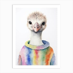Baby Animal Watercolour Ostrich Art Print