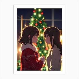 Christmas Tree Girls Art Print