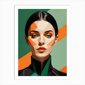 Geometric Woman Portrait Pop Art (82) Art Print