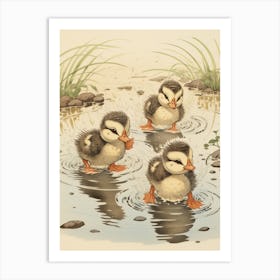 Ducklings Splashing Around 2 Art Print