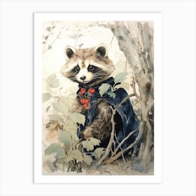 Storybook Animal Watercolour Raccoon 3 Art Print