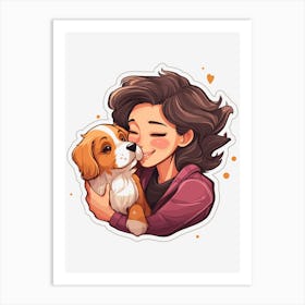 Girl With A Dog Art Print