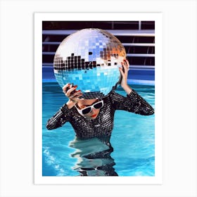 Woman Pool Disco Ball Fashion Photography 4 Art Print